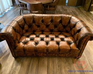Vintage LEATHER Set - Tufted Couch and Tufted Love Seat