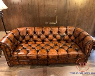 Vintage LEATHER Set - Tufted Couch and Tufted Love Seat