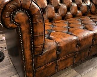 Vintage LEATHER Set - Tufted Couch and Tufted Love Seat