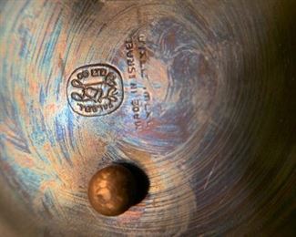 Mid Century PAL BELL Olive Branch Brass Compote Plate Tray - Made in Israel