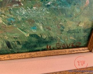 Framed Oil on Canvas - Garden Picnic Scene by WILLI BAUER