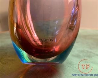 KOSTA BODA Signed Think Neck Glass Vase