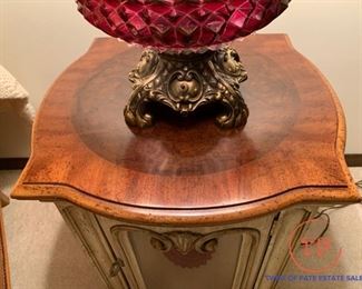 Lighted French Provincial Style Side Table / Curio Cabinet