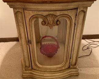Lighted French Provincial Style Side Table / Curio Cabinet