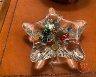 BACCARAT Signed Star Crystal Candy Dish with Glass Candies