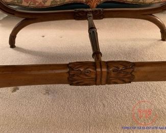 Green Leather Inlay X Base Coffee Table