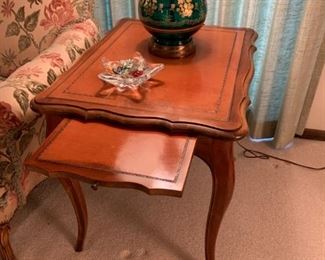 Mahogany Leather Topped Writing Side Table by Colonial Manufacturing Company