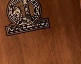 Mahogany Leather Topped Writing Side Table by Colonial Manufacturing Company