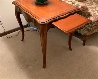 Mahogany Leather Topped Writing Side Table by Colonial Manufacturing Company