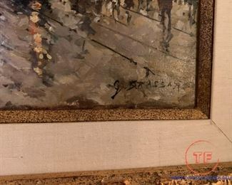 Framed Oil on Canvas - French Street Scene by BRASSART 