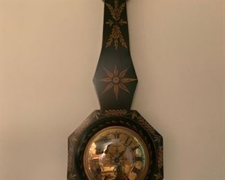 GEORGIAN Metal Banjo Wall Clock - Hand Painted Design