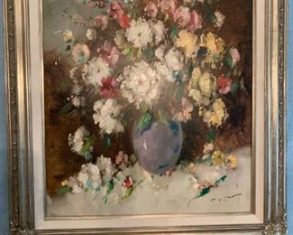 Framed Oil on Canvas  - Floral Still Life by MORO
