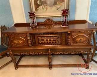 MAGNIFICENT Antique WEST END FURNITURE CO Rockford Illinois HAND CARVED NO 891 Dining Suite