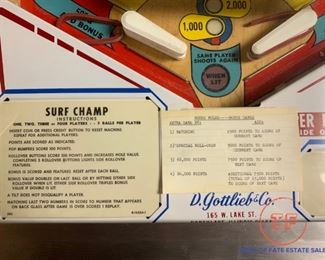 1976 Gottlieb SURF CHAMP Pinball Machine