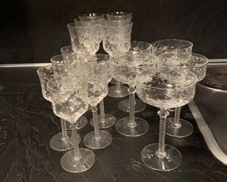 17 Piece Set - HEISEY ERA Wheel Cut Glass Ware