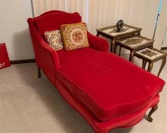 Vintage Red Chaise Lounge