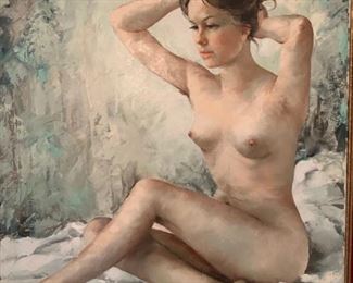 Original Oil on Canvas Nude by IGOR TAWLINSKI in Carved Frame