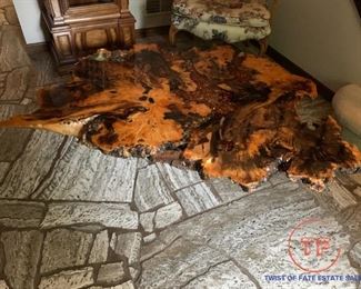 Redwood Coffee Table "An Original Star Dust" No 20251 by Burlwood Co. Redding, California