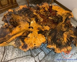 Redwood Coffee Table "An Original Star Dust" No 20251 by Burlwood Co. Redding, California