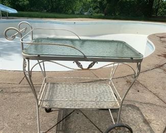 Vintage Wrought Iron Bar Cart Woodard Era