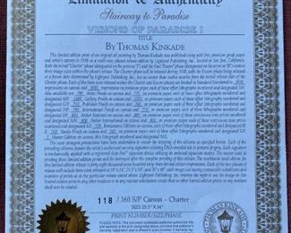 Artist Signed "Stairway to Paradise" THOMAS KINKADE Studio Proof Enhanced Limited Edition 118/160 Canvas Print