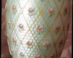 FANTASTIC FRENCH GUILLOCHE ENAMEL VASE WITH BRASS MOUNTS, BEAUTIFUL LOUIS XVI DESIGN 
