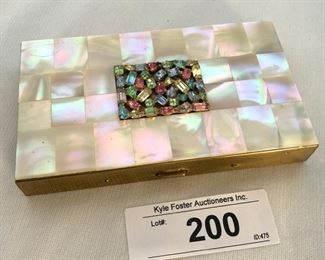 MOTHER OF PEARL COMPACT WITH ALL THE PIECES