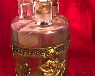 FRENCH PERFUME BOTTLES WITH BRASS HOLDER
WITH CLASSIC MOTIF