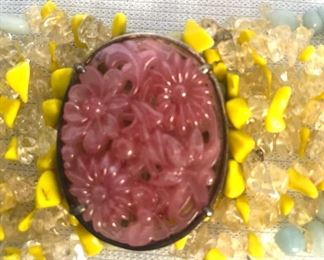 MULTICOLORED BEADED BRACELET WITH PINK JADE AND STERLING SILVER CLASPS