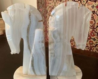 CLEARANCE!    $50.00  now, was $140.00......Pair Art Deco Onyx Horses Heads Bookends 9" tall