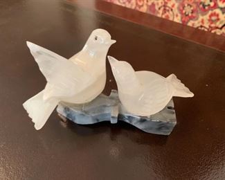 REDUCED!  $15.00 now, was $20.00......White Onyx Birds 6 1/2" long, 3 1/2" tall