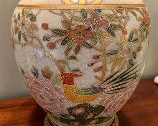 $30.00......Oriental Hand Painted Vase with Bird 7 1/4" tall