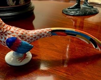 HALF OFF!  $90.00 now, was $180.00........Vintage Herend Pheasant Bird Rust Fishnet  9" long, 3" tall