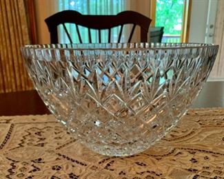 CLEARANCE !  $75.00 now, was $200.00........HUGE Very Heavy Crystal Bowl, feels like Waterford but unmarked.  11" Diameter 6 /34" tall
