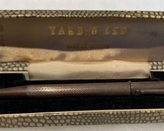 HALF OFF!  $100.00 now, was $200.00........Sterling Yard O Led Mechanical Pencil with Original Case Marked with the English Hallmark for Sterling.  Monogramed A.M