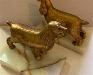 $60.00......Lovely Pair of Spaniel Dog Bookends with Marble Base