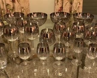 CLEARANCE $50.00 now, was $300.00........Very Large set, 26+ Dorothy Thorpe? Silver Ombre Mid Century Glassware Set (4 not pictured)