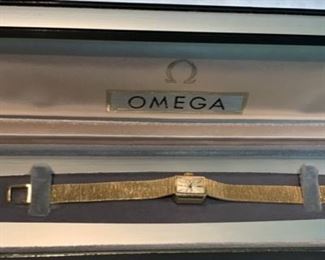 REDUCED!!  $700.00........$800.00......Vintage 14 KT Gold Ladies Omega Watch in Original Case.  Wind up, works!  25.1 grams