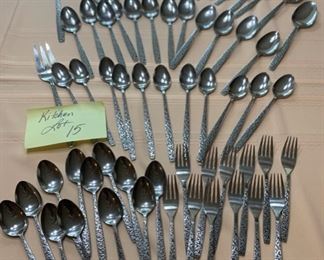 HALF OFF!  $25.00 now, was $50.00....Kitchen LOT 15  74+ Piece Set of Corsican Stainless Steel Flatware