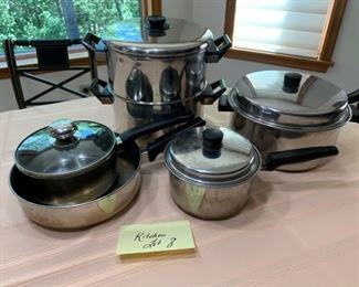 CLEARANCE  $15.00  now, was $50.00....Kitchen LOT 8  Set of 6 Stainless Pots and Pans, good condition