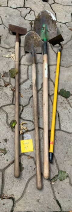 HALF OFF!   $6.00 now, was $12.00 for all......GARAGE LOT 98  Shovels, Hoe and More