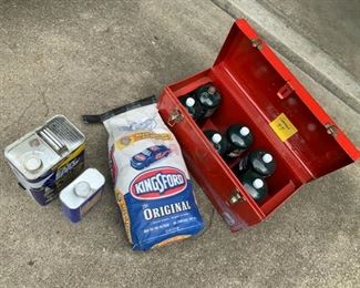 REDUCED!  $22.50 now, was $30.00......GARAGE LOT 94  Tanks, Tool Box and more 