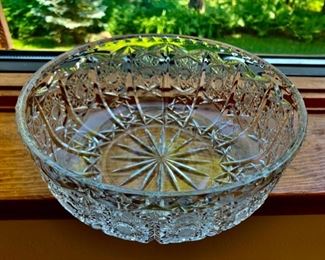 HALF OFF!  $25.00 now, was $50.00......Bohemian Crystal Bowl, Queens Lace Czech Cut Crystal  8 1/2" Diameter  (QUEEN LACE LOT 8)
