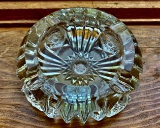 CLEARANCE!  $5.00 now, was $20.00......Bohemian Crystal Ashtray, Queens Lace Czech Cut Crystal   4" Diameter (QUEEN LACE LOT 6)