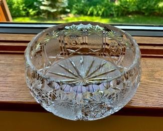 CLEARANCE !  $15.00 now, was $40.00......Bohemian Crystal Bowl, Queens Lace Czech Cut Crystal  7" Diameter (QUEEN LACE LOT 3)