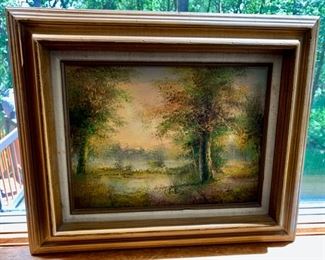 HALF OFF!   $50.00 now, was $100.00......Oil on Canvas Painting, Framed 23 1/2" x 19 1/2"  Didn't see a signature (PLA)