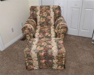 33. Rowe Floral Print Arm Chair and Ottoman