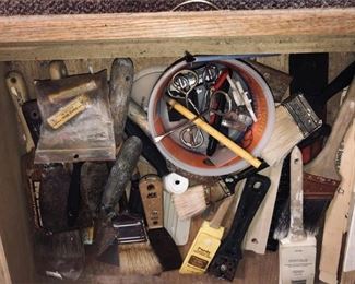 107. Group of Paint Brushes and Painters Tools