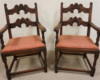 1027	PAIR KITTINGER OF CARVED ARMCHAIRS 
