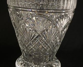 1052	WATERFORD DESIGNERS STUDIO LARGE CUT CRYSTAL VASE BY JIM OLEARY COMES W/ COA LIMITED EDITION 8/25 VASE & COA SIGNED JIM OLEARY 2006, 10 1/2 IN H, 9 3/4 IN TOP DIAMETER 
